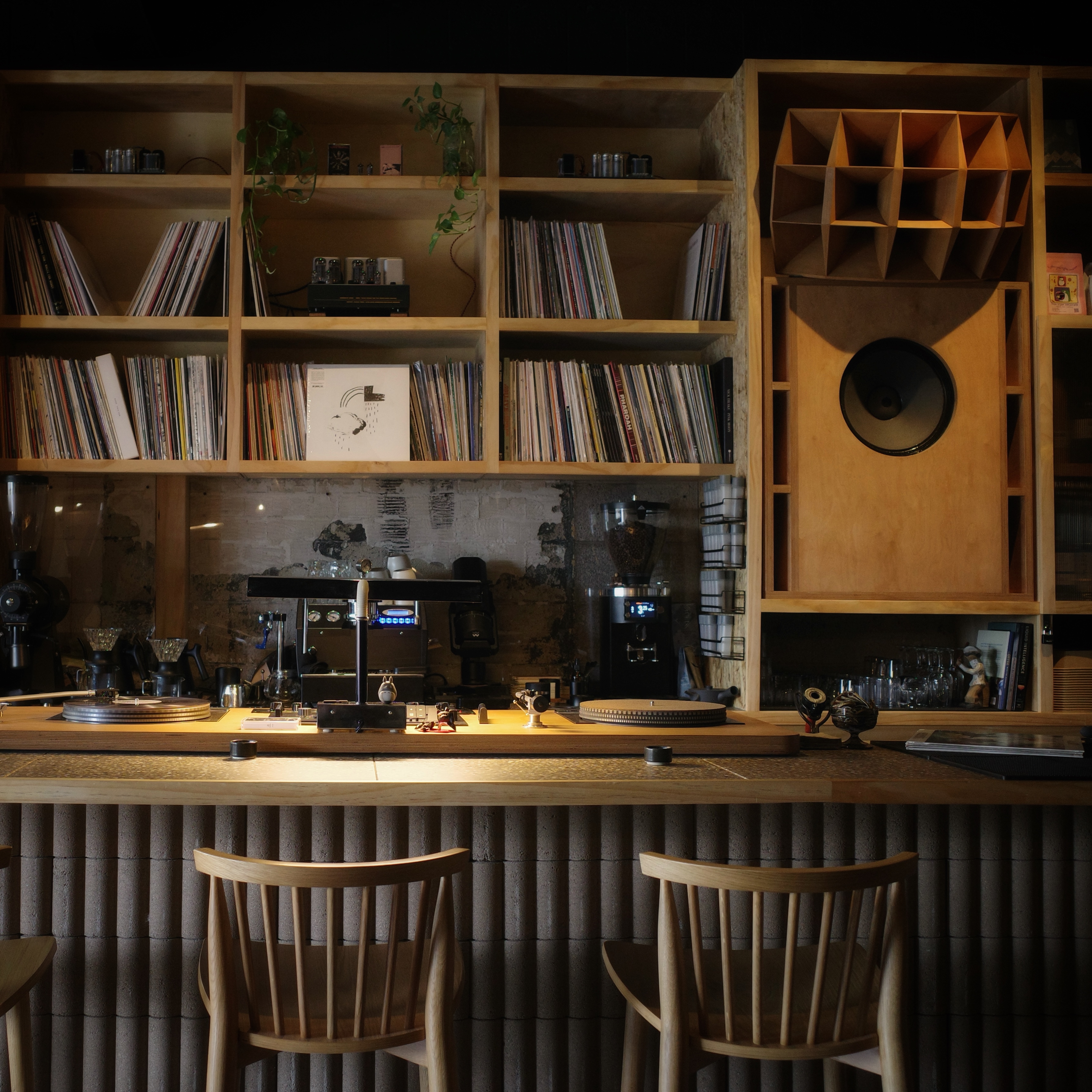 Interior of Mono Tape Club bar and listening room in Salt Lake City.